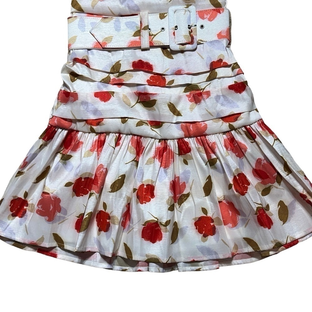 For Love & Lemons White Mini Dress with Pink & Brown Floral Print - Picture 4 of 10